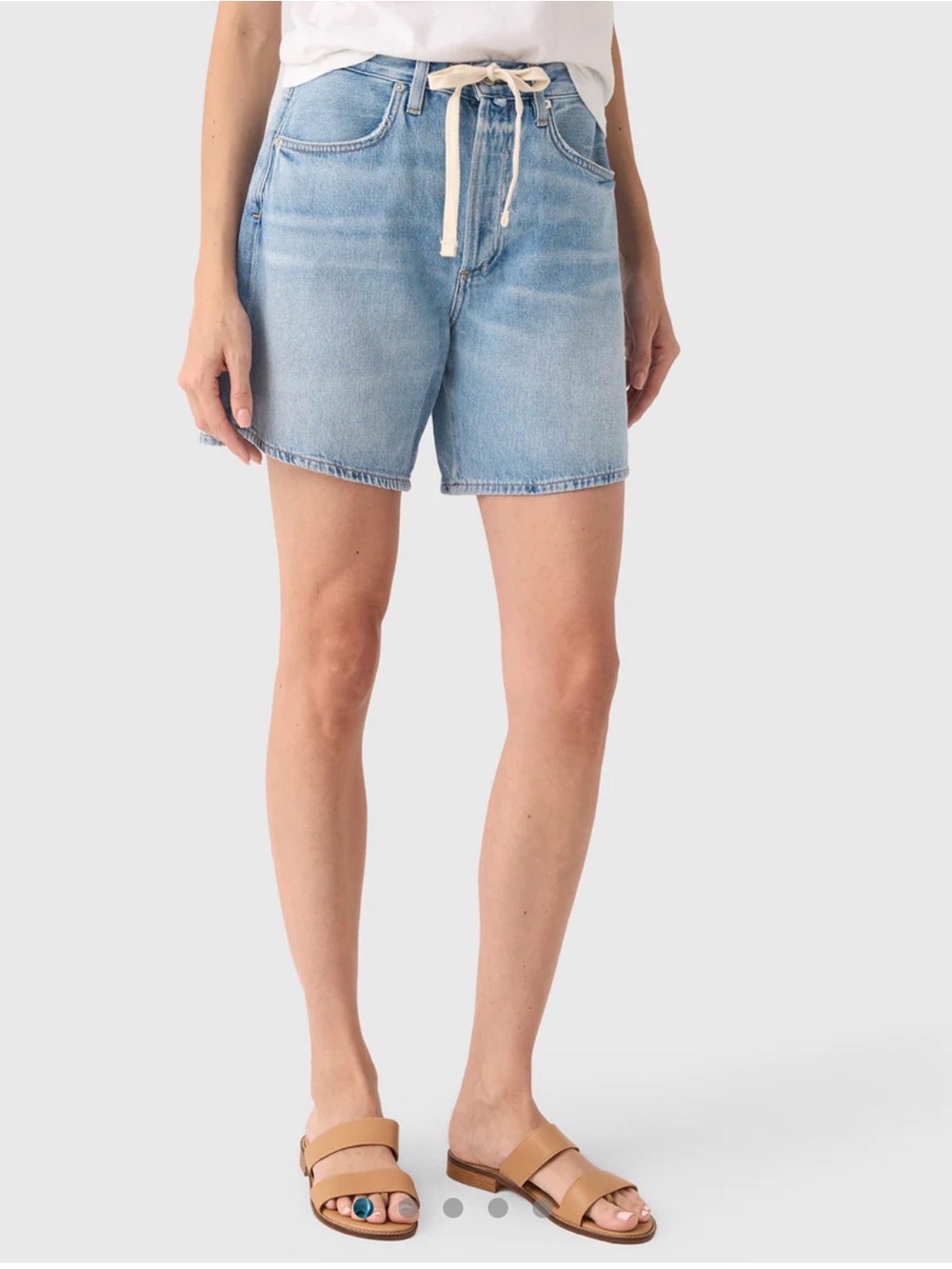 Citizens Of Humanity Brynn Light Blue Denim Jean Shorts with Drawstring - Picture 2 of 12